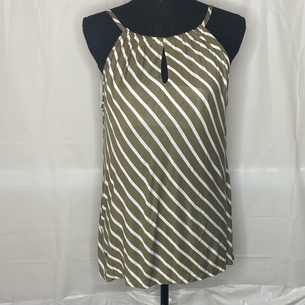 New York & Company Strip Tie Back Tank Top Size M